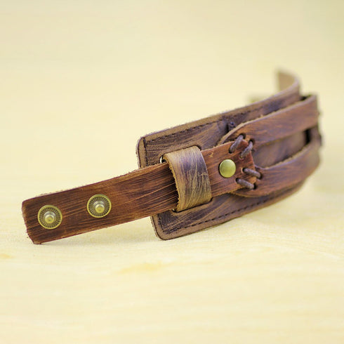 Womens and Mens Genuine Cuff Bangle Leather Bracelet Adjustable Wristband in Punk Design Coffee 30G | Punk Bracelets | Bracelets for Men | Bracele...