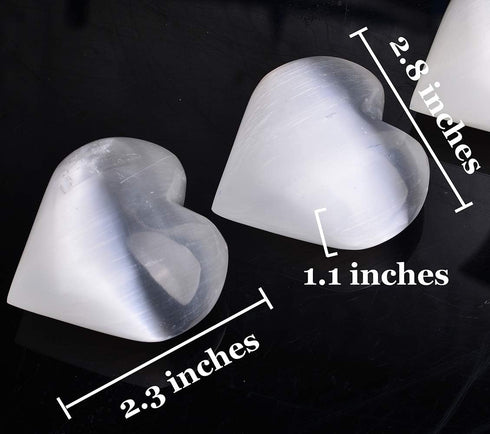 AMOYSTONE Selenite Crystal Hearts of Palm Worry Stone Crystal and Healing Stones Home Decoration 2PCS...