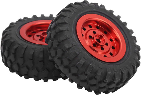 55mm/2.2in 1/10 Scale Rubber Tires & Wheel Rims AntiSkid Fit for D12 Model Parts (Red R)...