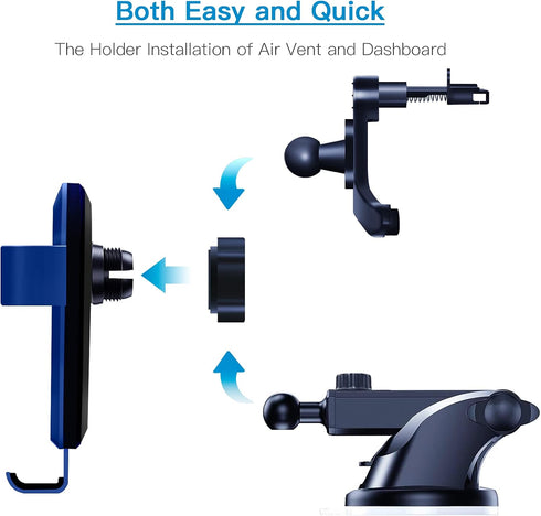 wipalor 2021 Upgraded Car Phone Holder Mount Auto-Clamp for Dashboard Windshield, Air Vent Cell Phone Holder for Car, Long Arm Strong Suction Car ...