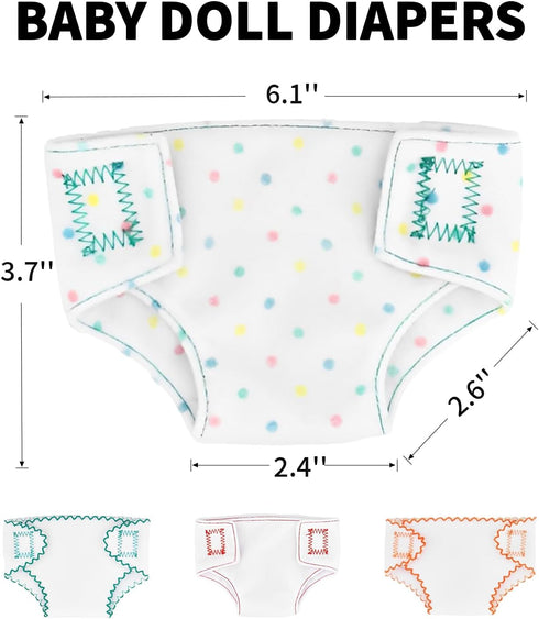 SCOM 4 PCS Baby Doll Diapers Baby Doll Accessories Sets Sized for 14-18 inch American Reborn Baby Dolls,Realistic Baby Dolls, for Kid Age 3+ (Diap...