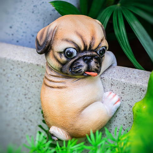 Funny Hanging Resin Dog Flower Pot Hugger Planter Edge Decor Flower Pot Figurine Planter Pot Hanger Decoration for Garden Yard Balcony Starling...