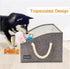 Collapsible Fabric Dog Toy Box and Storage Bin With Handle - Trapezoid Basket Chest Organizer for Pet Toys, Blankets and Accessories...