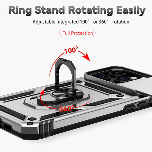 Hitaoyou Compatible with iPhone 15 Pro Max Case, iPhone 15 Pro Max Case with Camera Cover & Kickstand Military Grade Shockproof with Magnetic Car ...