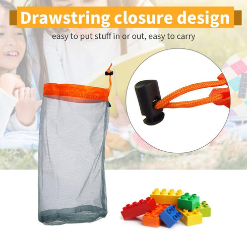 Camping Mesh Storage Bag, Ultralight Nylon Drawstring Mesh Sack Stuff Storage Bag Mesh Equipment Bag for Outdoor Travel Hiking (M-Orange )...