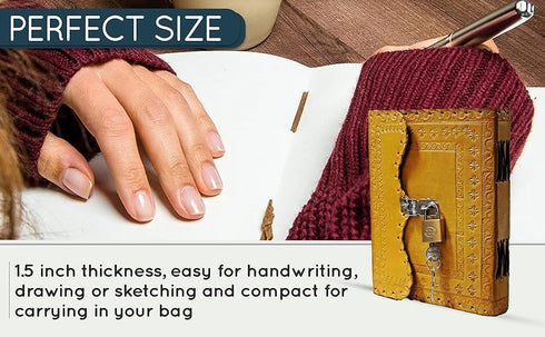 TUZECH Leather Journal for Men and Women Diary to Write Poems,Sketchbook Book of Shadows, Record Keeping Notebook Personal Memoir with Lock and Ke...