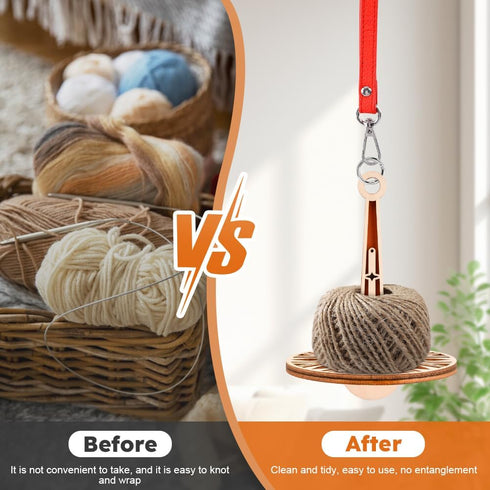 Portable Wrist Yarn Holder, Yarn Ball Holder, Yarn Minder, Yarn Storage, Wood Yarn Holder with 2 Finger Crochets, for Knitting Crocheting Presents...