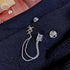 Silver alloy zircon star tassel chain brooch pin square accessory corsage anti-glare...