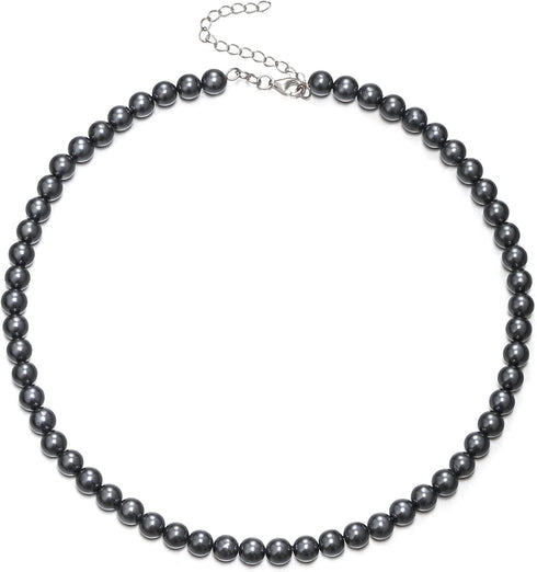 EVER FAITH Round Simulated Pearl Choker Necklace, 925 Sterling Silver Pearl Strand Necklace Wedding Jewelry for Flower...