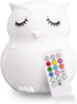 Lumipets Remote Control Silicone Night Light for Kids - Owl Design with 9 Soft Colors & Sleep Timer - Rechargeable, Battery-Operated Lamp for Bedr...