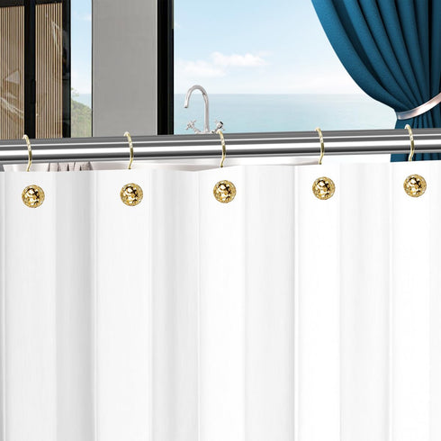 12Pcs Hollow Ball Shower Curtain Hooks Luxury Quality Rustproof Stainless Steel Shower Curtain Rings Hooks for Bathroom Rod (Gold)...