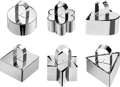 Cake Rings Cooking Rings Dessert Mousse Mold Stainless Steel with Pusher for Desserts Making (6PCS)...