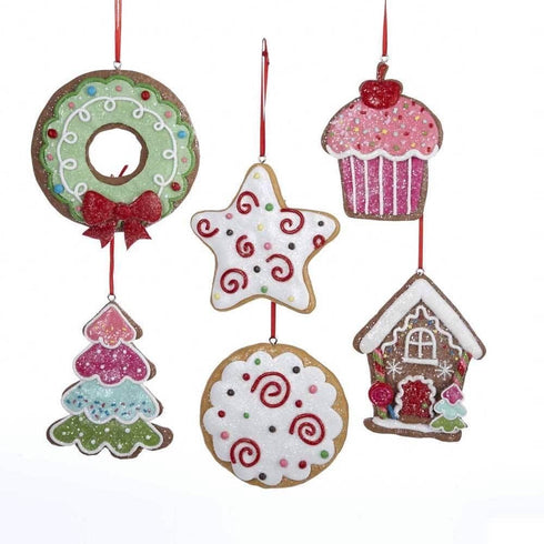Kurt Adler (6) Gingerbread Cut-out Cookies Christmas Ornament Set...