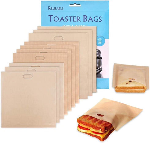 10 Toaster Bags Reusable grilled cheese bags Non Stick Toaster Bag for Sandwiches, Chicken, Nuggets, Panini and Garlic Toasts...