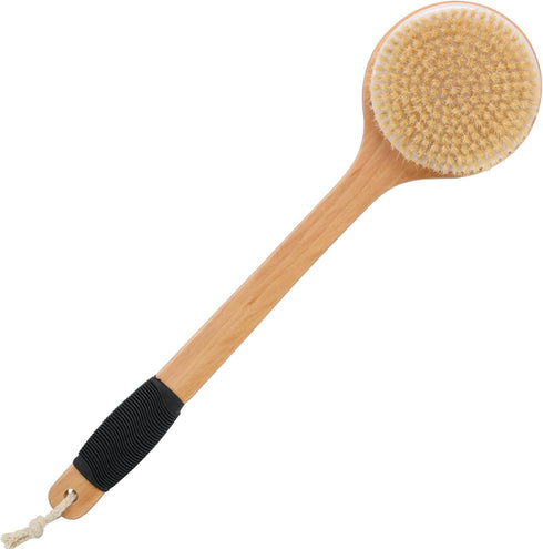 OWIIZI Round Head Back Scrub Brush for Body Shower, Wooden Long Handle Bristles Tub Soaping Bath Brushes, Skin Exfoliator Scrubber Brush for Men W...