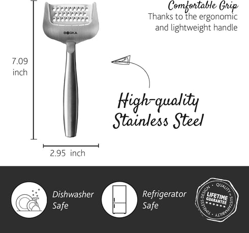 Boska Stainless Steel Grater - Cheese Grater Copenhagen Best for Hard Cheese, Citrus, and Vegetables - Multifunctional Rust-Proof Shredder - Manua...