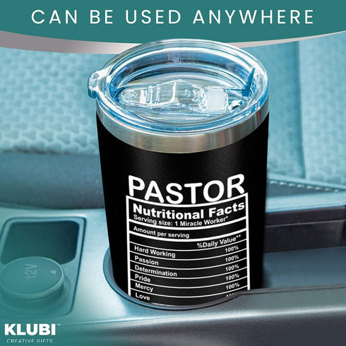 KLUBI Pastor Gift 20 Ounce Travel Coffee Mug Tumbler - Funny Idea for Appreciation, Wife, Faith Based, Birthday - Men and Women...