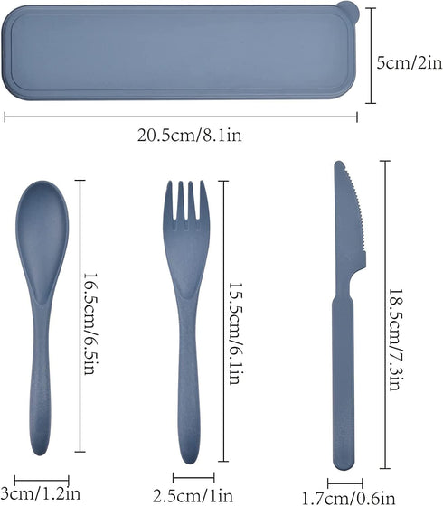 Travel Utensils with Case,1 Set Wheat Straw Utensils Sets, Portable Cutlery Spoon Knife Fork Tableware Set with Case for Adults Travel Picnic Camp...