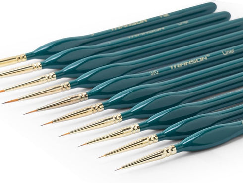 Transon 10pcs Fine Detail Miniature Art Painting Brush Set for Acrylic Watercolor Craft Rock Face Painting Green...