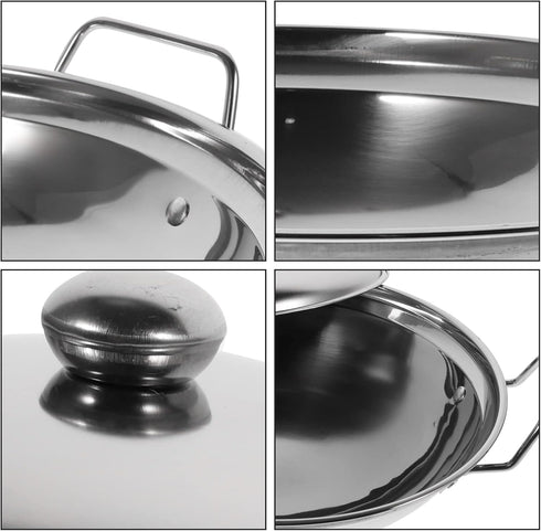 1 Set Stainless Steel Pot Cooking Pot Kitchen Cookware Dry Pot with Lid Cooking Tool Household Hot Pot Alcohol Stove Pan Stainless Steel Dry Pot D...