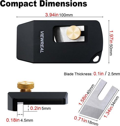 Adjustable Edge Banding Trimmer with High-Speed Steel Blade,Durable Aluminum Alloy Hand Planer for PVC, ABS, Melamine, Wood Veneer – Compact Woodw...
