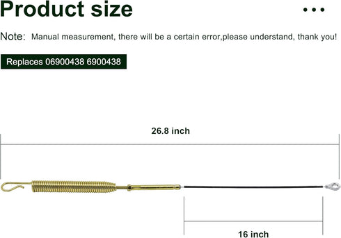 06900438 Upper Traction Auger Clutch Drive Cable Fits Ariens 06900438 Compact 20 24 SNO-Tek 24 28 120V ST24 Snow Blower...