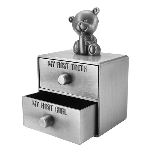 Mogoko Silver Tooth Box, Baby First Tooth and Curl Keepsake Box Set, Kids Teeth Fairy Holder for Boy or Girl...