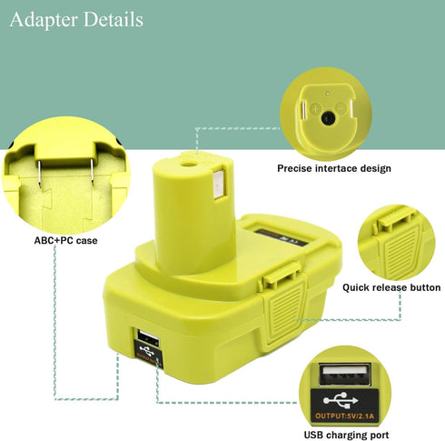 Battery Adapter for Dewalt to Ryobi Battery Adapter, Convert Dewalt 20V Llithium Battery DCB205 DCB207 to Ryobi 18V One+Battery P107 P108, with 5V...