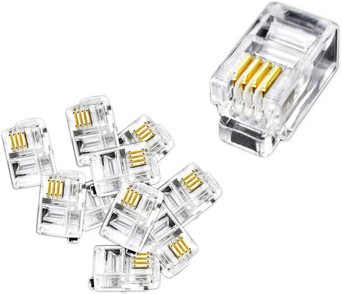 RJ9 4P4C 50 Micron Thick Gold Plating Telephone Handset Cord Plugs (12 Pack)...