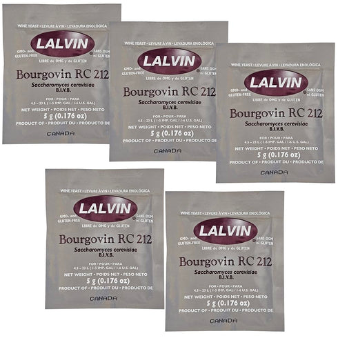Lalvin Bourgovin RC 212 Wine Yeast, 5 grams - 5-Pack...