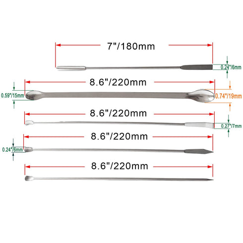 5 Pack Lab Spoons Micro Lab Spoon Scoop with Nickel Stainless Steel Laboratory Mixing Spatula Sampling Spoon for Combination Reagent, Powd...