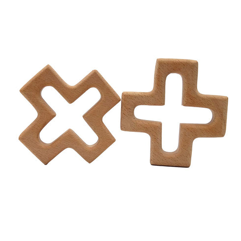 2pcs Organic Wood Cross Pure Natural Animal Shape Toys Beech Wooden Handmade Grasping Pattern DIY Pacifier Chain Pendant...