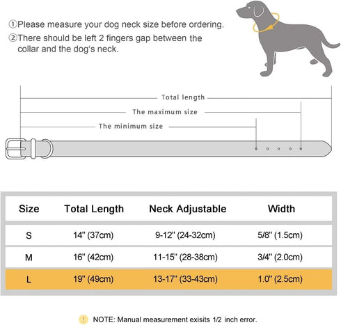 Didog Waterproof Dog Collar with Soft Padded, Strong Large Dog Collars with Metal Buckle, Lightweight and Breathable Dog Collars for Medium Dogs, ...