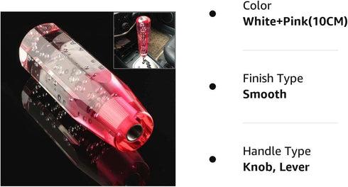 MASO Speed Gear Stick Shift Knob Universal Gear Knob with 3 Adapter Crystal Aluminum White+Pink(10CM)...