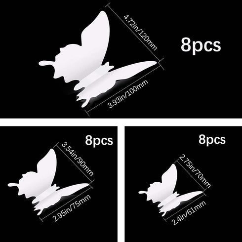 24pcs 3D Butterfly Removable Mural Stickers Wall Stickers Decal for Home and Room Decoration (White-24pcs)...