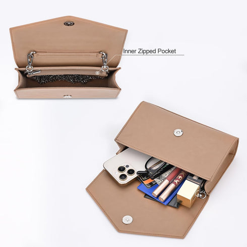 GM LIKKIE Clutch Purse for Women, Evening Envelope Clutch Bag, Crossbody Foldover PU Leather Shoulder Handbag...