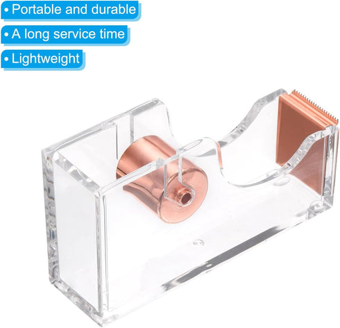 PATIKIL Tape Dispenser, Tape Dispenser Desk Cute Tape Desk Dispenser Holder Weighted Transparent Acrylic Weighted Heavy for Tape Office Desktop, R...