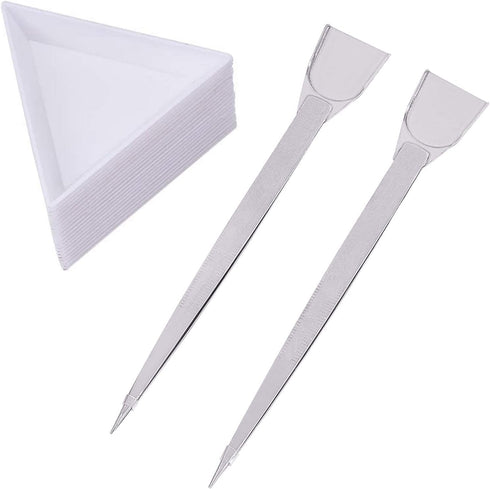 PH PandaHall Bead Sorting Trays, 20pcs Triangle Jewelry Plate Painting Pigment Tray Plastic Art Crafts Storage Plate with 2pcs Handy Tweezers with...