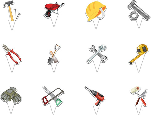 25 Pcs Tools Cake Topper Cupcake Toppers Tools Cake Decorations for Tools Party Decorations Tool Birthday Party Supplies...