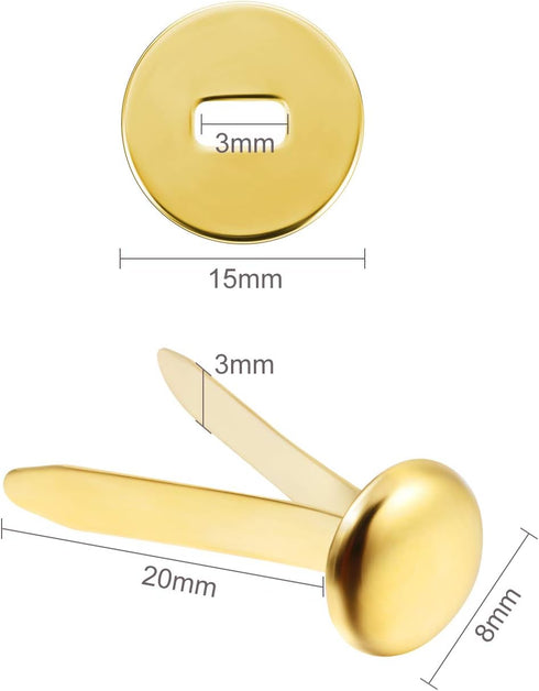 Yaocom 100 Pieces 3/4 Inch Brass Paper Fasteners Paper Brads, and 300 Pieces Plated Brass Washers with Hole Punch (Gold, 20mm Long)...