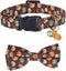 Thanksgiving Day Dog Collar Fall with Bowtie and Bell Autumn Holiday Adjustable Pet Collars for Dogs (Pumpkin,Large)...