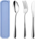 HANSGO 3PCS Portable Utensils Set with Case, Travel Cutlery Set Stainless Steel Utensils Reusable Silverware for Lunch Camping School Picnic Offic...