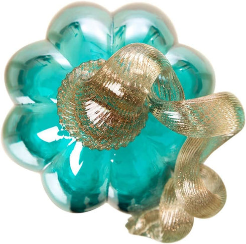 Glitzhome Hand Blown Crackle Glass Pumpkin Elegant Table Accent for Fall Harvest & Thanksgiving Decorating Turquoise 5.52 Inch...