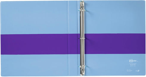 Avery Two-Tone Durable View 3 Ring Binder, 1 Inch Slant Rings, Violet/Soft Blue Binder (17131)...
