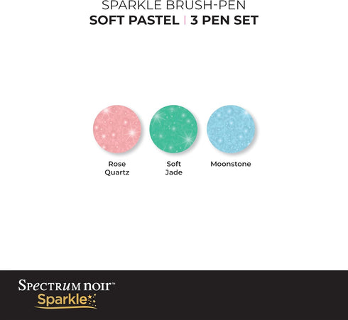Spectrum Noir Sparkle Water-Based Fine Micro-Pigment Markers - Pack of 3 - Includes Flexible Brush Nib (Soft Pastels)...