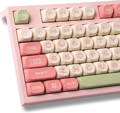 PBT Double-Shot 130pcs Keycap Set for Mechanical Keyboard, MOA Profile, Cozy Mood Theme,Compatible with MX-Clone Switches (Peach Pink)...