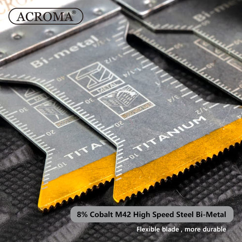 Acroma 5-Piece Universal Oscillating Multitool Blade Set, Titanium-Enhanced M42 HSS Bi-Metal, Including 2" and 2-2/3" Extra-Long Blades, Ideal for...
