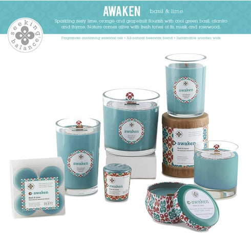 Aromatherapy Candles Seeking Balance Wood Wick Spa Candle, 5.8-Ounce, Awaken: Basil & Lime...