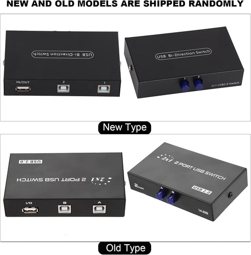 ASHATA USB 2.0 Peripheral Sharing Switch,2/4 Port USB 2.0 Manual Sharing Switch Switcher Box for PC Printer Scanner,USB Sharing Switch for 98/Me/2...