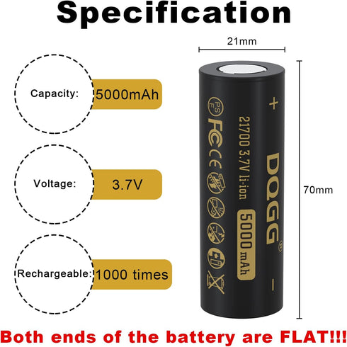 3.7 Volt 2??1??7??0??0 Rechargeable Battery 5??00??0mAh Battery 2 Pack Large Capacity Batteries for LED Flashlight, Headlamps, etc...